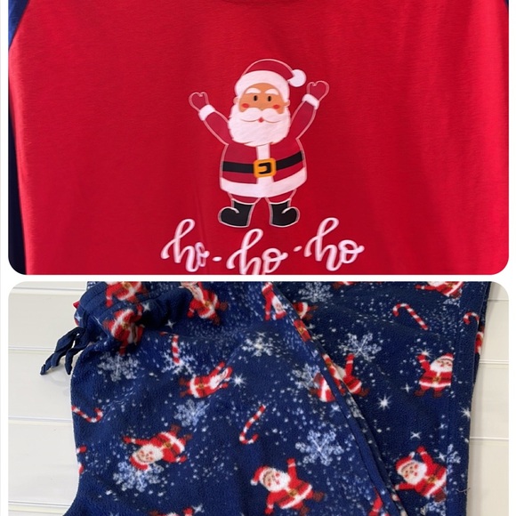 Cozy Blue and Red Pajama  with Santa Pattern - Picture 1 of 8